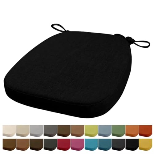 Orumrud 40x38x33CM(5CM Dicke) Stuhlkissen, Gartenstuhl Sitzkissen, Esszimmerstuhl Sitzkissen, waschbar, mit Reißverschluss, Riemen, rutschfestes Sitzkissen für Gartenstuhl (schwarz 1 Stück) von Orumrud