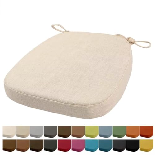 Orumrud 43x40x33CM(3CM Dicke) Stuhlkissen, Gartenstuhl Sitzkissen, Esszimmerstuhl Sitzkissen, waschbar, mit Reißverschluss, Riemen, rutschfestes Sitzkissen für Gartenstuhl (Beige Weiß 1 Stück) von Orumrud