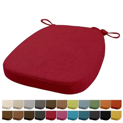 Orumrud 43x40x33CM(3CM Dicke) Stuhlkissen, Gartenstuhl Sitzkissen, Esszimmerstuhl Sitzkissen, waschbar, mit Reißverschluss, Riemen, rutschfestes Sitzkissen für Gartenstuhl (Dunkel Rot 1 Stück) von Orumrud
