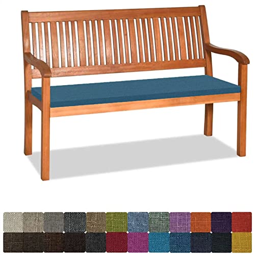 Orumrud Bankauflage Stuhlkissen Bankkissen mit Krawatte Waschbar,100x35x5cm,1 2 3 4-Sitzer Sitzkissen rutschfeste Auflage für Gartenbank,Küche,Terrasse Innen und Außenbereich，Dicker Leinenstoff,Blau von Orumrud