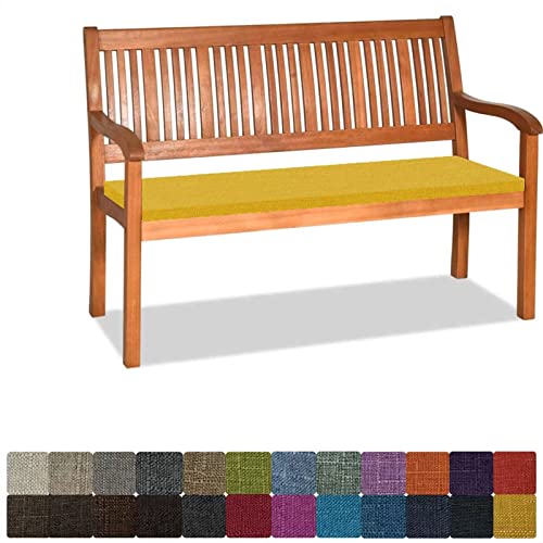 Orumrud Bankauflage Stuhlkissen Bankkissen mit Krawatte Waschbar,120x35x5cm,1 2 3 4-Sitzer Sitzkissen rutschfeste Auflage für Gartenbank,Küche,Terrasse Innen und Außenbereich，Dicker Leinenstoff,Gelb von Orumrud