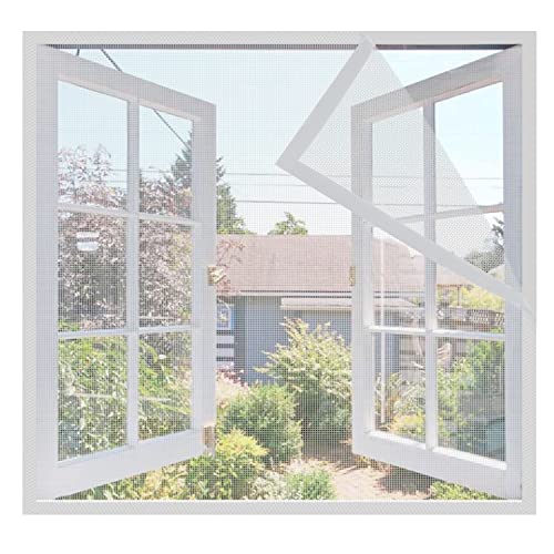 Orumrud Fiberglas Fliegengitter Fenster 120x110cm, Weiß Insektenschutz Fenster Fliegennetz Fenster Fliegengitter Fenster Moskitonetz für Fenster Ohne Bohren Kinderleichte Klebemontage mit Klettband von Orumrud