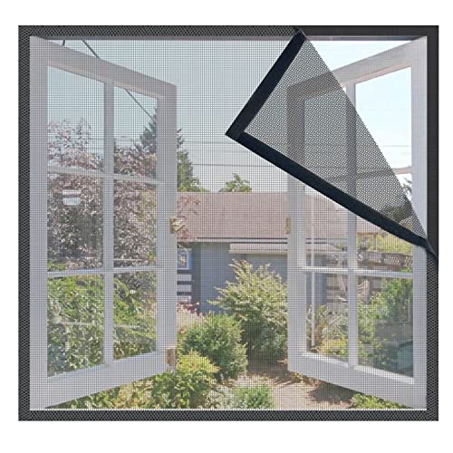 Orumrud Fiberglas Fliegengitter Fenster 70x80cm, Grau Insektenschutz Fenster Fliegennetz Fenster Fliegengitter Fenster Moskitonetz für Fenster Ohne Bohren Kinderleichte Klebemontage mit Klettband von Orumrud