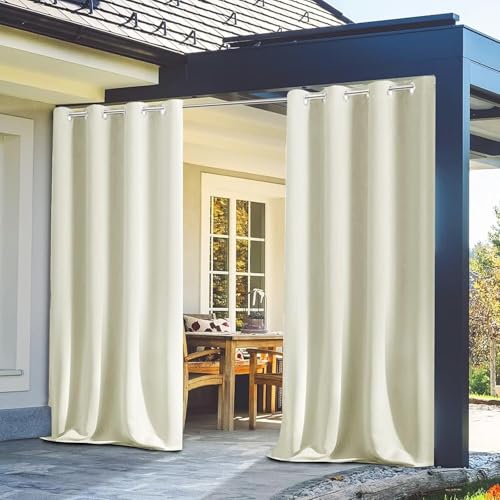 OutdoorVorhänge,Wasserdicht Verdunkelungsvorhang mit Ösen,Outdoorvorhänge mit UV Schutz Wasserabweisend Blickdicht für Pavilion Balkon GartenPatio( Farbe : Beige , Größe : H260 x B178cm-1 Stücke ) von Orumrud