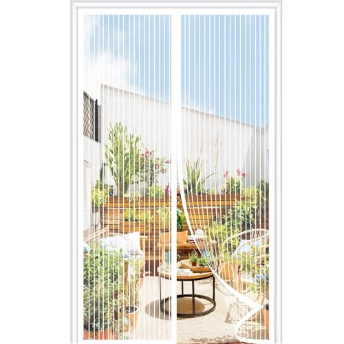 Upgrade Magnet Fliegengitter Tür Insektenschutz 120x160cm,32 Magnets,Insektenschutz Balkontür Fliegenvorhang,Kinderleichte Klebemontage Ohne Bohren,Automatisches Schließen,Weiß von Orumrud