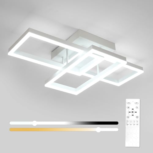 Osairous Deckenleuchte LED Dimmbar, 48W 5400LM Deckenlampe LED mit Fernbedienung 3000K-6500K, Moderne Geometrische Deckenleuchte für Schlafzimmer, Esszimmer, Küche von Osairous