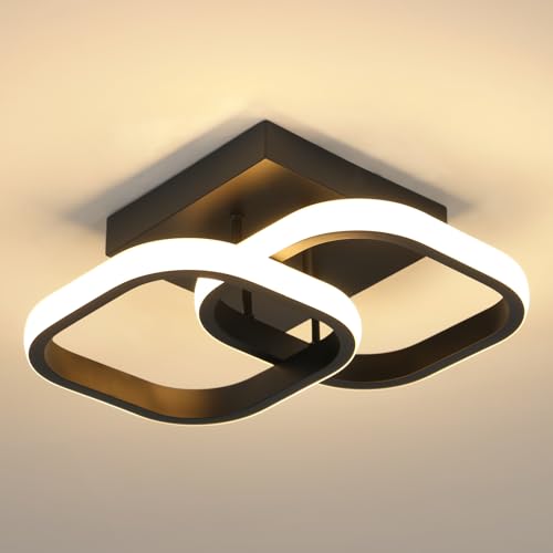 Osairous LED Deckenlampe Schwarz, Moderne Deckenleuchte Quadratisch 2135LM, Deckenbeleuchtung Lampen aus Aluminium für Schlafzimmer Küche Korridor, Warmweißes 3000K, 29CM von Osairous