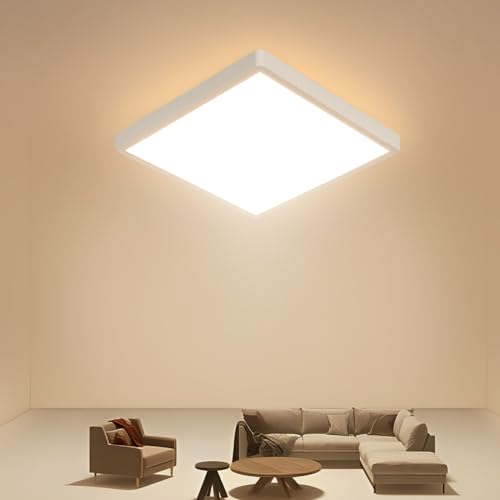 Osairous LED Deckenleuchte 36W, Ø30cm Quadrat Deckenlampe, IP44 Wasserdicht, 3000K 3240LM Warmes Licht lampen für Wohnzimmer, Schlafzimmer, Badezimmer, Küchenlampe von Osairous