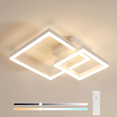Osairous LED Deckenleuchte mit Fernbedienung, 36W 4050LM Deckenlampe Dimmbar, Deckenlampe Wohnzimmer 3000K-6500K aus Aluminiuml+Acryl für Schlafzimmer Badezimmer, Küche, Weiß, 54CM von Osairous