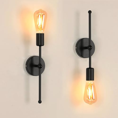 Osairous Wandleuchte Innen 2 PCS, Wandleuchte Schwarz Modern, E27 Wandlampe, Dekoration Wandlampen FüR Schlafzimmer Wohnzimmer Korridor (40W Max, Keine Birne) von Osairous