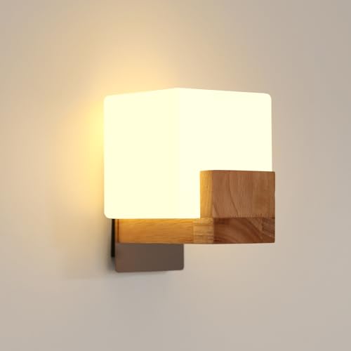 Osairous Wandleuchte Interieur 3000k - 6500k drei Farben dimmbar LED Wandlampe Kreativität Wandlampe Innen Holz Geeignet für Schlafzimmer, Flur, Treppe von Osairous