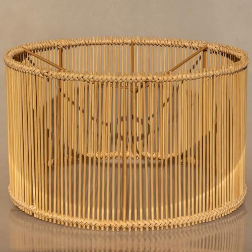 1PZTSTYlampenschirm Rattan Bambus Lampenschirm, Medium Round/Drum Lampenschirm für Tischlampe, Wandleuchte, Nachttischlampe und Stehlampe, natürliche Weide Handmade von Osasy