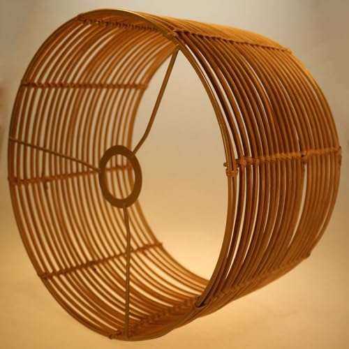 rattan Lampenschirm boho,Trommelschirm für Tisch-, Wand-, hängelampen,Nachttisch- und Stehlampen, Pendelleuchte, natürliche Rattangeflecht, handgefertigter Lampenschirm von Osasy