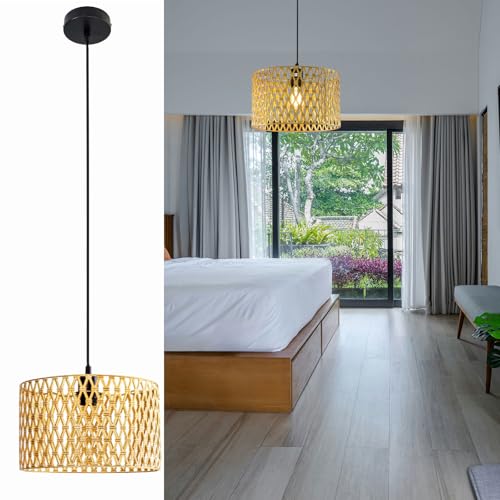 Industrielle pendellampe einflammig,hängelampe mit Handgewebtem Metallnetz, ohne Glühbirne,Verstellbare Esstisch Hängeleuchte，für Schlafzimmer Wohnzimmer Flur Küche von Osasy