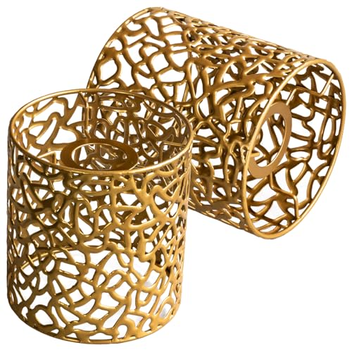 Osasy Metall-Lampenschirme, 2er Set, E27 / E14,Gold lampenschirm für hängelampe,stehlampe, Dekoratives Durchbrochenes Design von Osasy