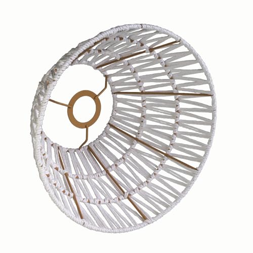 lampenschirm Boho Rattan Lampenschirm e27 Kronleuchter Wand Stehlampe Weide Boho Lampenschirm Tisch/Schreibtisch Schatte (weiß, 1 Stück-Durchmesser 30cm*Höhe 17cm) von Osasy