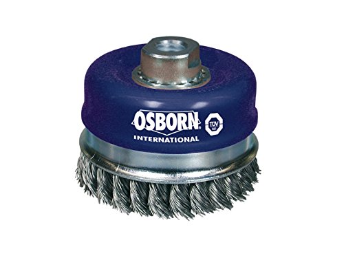 Osborn Topfbürste für Winkelschleifer 230 mm, Topfbürste D120 mm Gewinde M14x2,0 gezopfter Stahldraht 0,50 mm mit Stützring TÜV geprüft, Blau, 2608155 von Osborn