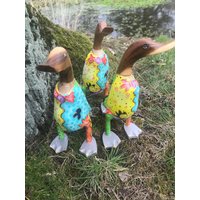 25cm Handgemachte Funky Bunt Bemalte Ente von OscarsCave