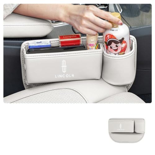 Auto Leather Seat Crevice Organizer Box, Für AAA Lückenfüller Storage Multifunktionale Aufbewahrungsbox Car Sitze Zubehör,D/Off White-co-Pilot von OscitY