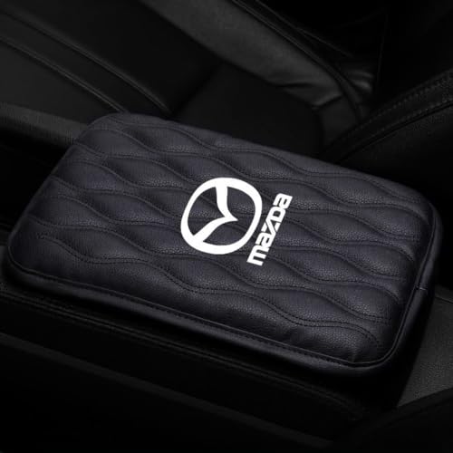 OscitY Auto Leder Mittelkonsole Abdeckung Armlehnenbezüge, Für Mazda 3 5 6 CX-3 CX-30 CX-5 CX-7 CX-8 CX-9 MX-5 Center Console wasserdicht Kratzschutz Komfort Car Zubehör,A/Black von OscitY