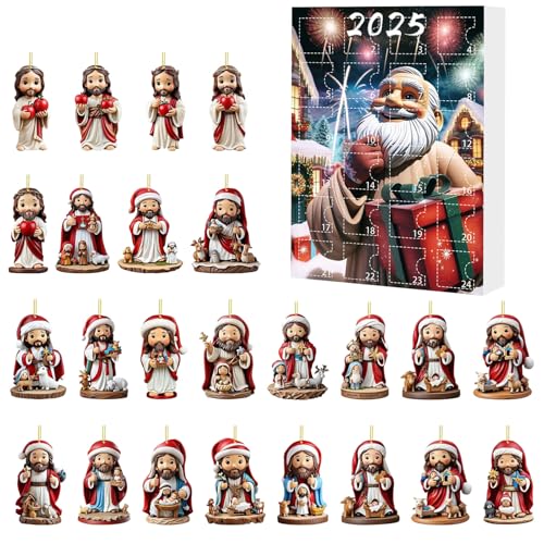 Oseczmut Adventskalender | Jesus Adventskalender 24 Tage – Wanddekoration Ornament Acryl 2D für Haus Party Versammlung Aktivitäten von Oseczmut