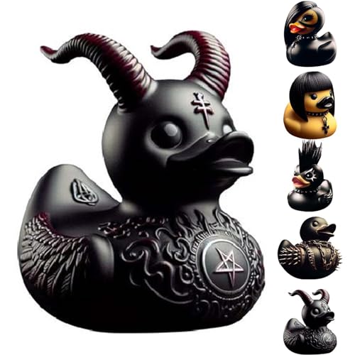 Oseczmut Duckieville Ente | Gothic Entenstatue Figur | Duckieville Entenstatue Aus Kunstharz | Satan Enten Gothic Punk Enten,Duckieville Enten Statue Harz,Death Rock Ente Skulptur Sammlerstück von Oseczmut