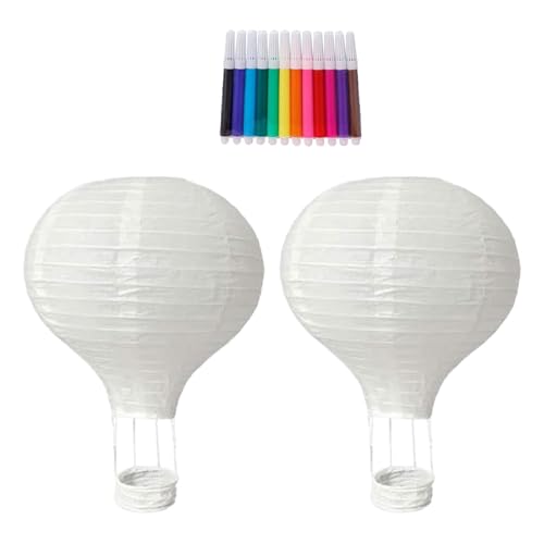 Oshhni 2 Stück unbemalte Heißluftballons, DIY-Bastelprojekt, Papierlaterne für Familienspiele von Oshhni