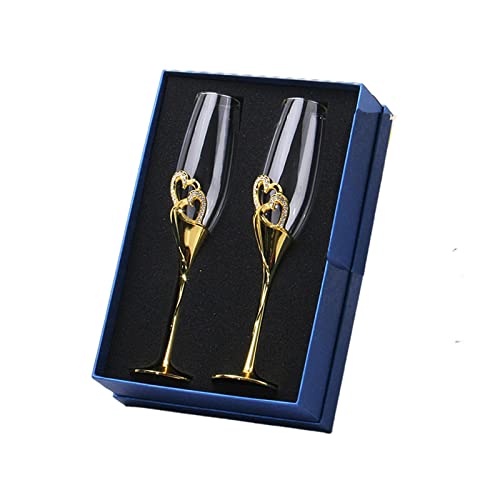 Oshhni Gläser Set Elegant Einzigartiges Flöten Special 2 / Set 200ml Set Hoher Fuß bis Glas Champagnergläser für Feier Partys, Gold von Oshhni