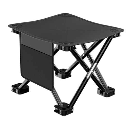 Oshhni Klapper Campinghocker mit Nebenpocket Footstütze Stuhl für Gartenarbeit, Schwarz, 28cmx28cmx23cm Oshhni Klapper Campinghocker mit Nebenpocket Footstütze Stuhl für Gartenarbeit, Schwarz, 28cmx28cmx23cm von Oshhni