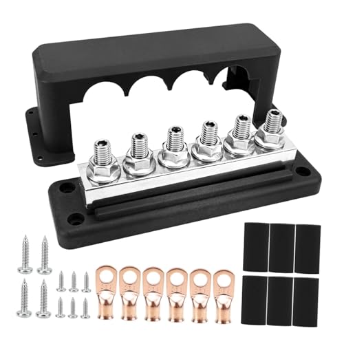 Oshhni Stromverteilungsblock Sammelschiene mit Abdeckung Hoher Strom Gute Leitfähigkeit 600A 12 48V Auto LKW Boot RV Automotive, Schwarz von Oshhni