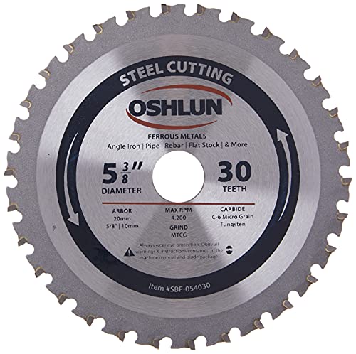 Oshlun SBF-054030 5-3/8-Inch 30 Tooth MTCG Saw Blade with 20mm Arbor (5/8-Inch and 10mm Bushings) for Mild Steel and Ferrous Metals von Oshlun