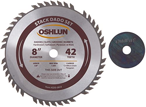 Oshlun SDS-0842 20,32 cm, 42 Zähne, Dado-Set mit 12,8/20,32 cm Dorn von Oshlun