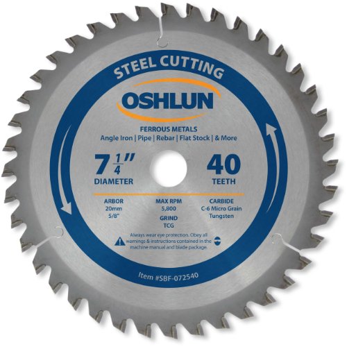 oshlun 7–1/4-Zoll TCG Sägeblatt mit 5/8 Zoll Diamant Knockout Arbor für milde Stahl und Eisenmetallen, SBF-072540 oshlun 7–1/4-Zoll TCG Sägeblatt mit 5/8 Zoll Diamant Knockout Arbor für milde Stahl und Eisenmetallen, SBF-072540 von Oshlun