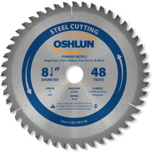 oshlun sbf-082548 8–1/4-Zoll 48 Zähne TCG Sägeblatt mit 1 Arbor (5/8 BUSCHING) für Baustahl und Eisenmetallen von Oshlun