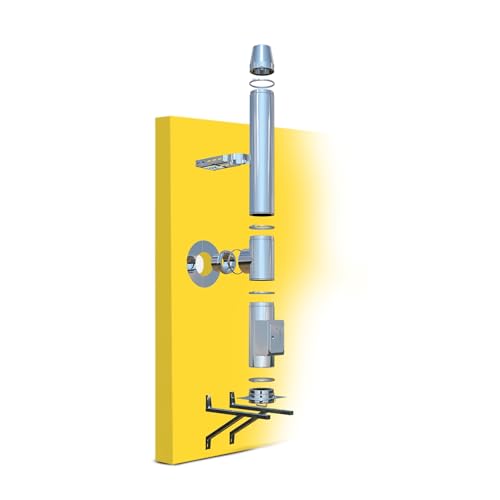 Edelstahlschornstein Oskar Ø 150mm Bausatz Länge 4,2m Kamin Komplettsatz 25mm Isolierung 0,5mm Wandstärke TÜV Wandabstand 200-400mm, Innovative Verbindungstechnik, Einfache Montage, Lange Haltbarkeit von Oskar