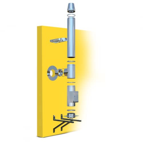 Edelstahlschornstein Oskar Ø 150mm Bausatz Länge 11,2m Kamin Komplettsatz 25mm Isolierung 0,5mm Wandstärke TÜV Wandabstand 50mm, Innovative Verbindungstechnik, Einfache Montage, Lange Haltbarkeit von Oskar