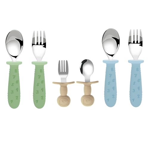 6 Stück Babylöffel, Kinderbesteck, Esslernbesteck, Baby Gabel, Silikon Edelstahl Baby Besteckset Löffel Gabel Spoon,Kindergabel Babylöffel ab 6 monate Lernlöffel BPA-frei ab 6+ Monate 6 Stück Babylöffel, Kinderbesteck, Esslernbesteck, Baby Gabel, Silikon Edelstahl Baby Besteckset Löffel Gabel Spoon,Kindergabel Babylöffel ab 6 monate Lernlöffel BPA-frei ab 6+ Monate von Oskuglin