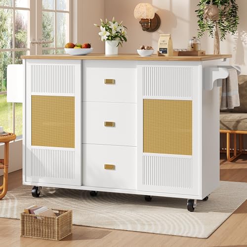 Oslghy Küchenwagen, Kücheninsel mit Arbeitsplatte klappbar, Modern Küchenschrank, Servierwagen Buffetschrank mit Schubladen, Türen und Rollen, Esszimmerwagen mit Handtuchhalter, Weiß, 120x73(45)x90cm Oslghy Küchenwagen, Kücheninsel mit Arbeitsplatte klappbar, Modern Küchenschrank, Servierwagen Buffetschrank mit Schubladen, Türen und Rollen, Esszimmerwagen mit Handtuchhalter, Weiß, 120x73(45)x90cm von Oslghy