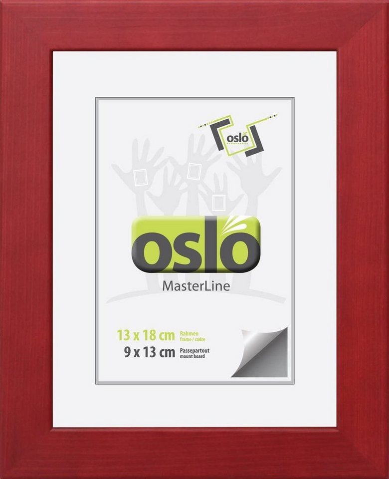 Oslo MasterLine Bilderrahmen Bilderrahmen Holz massiv FSC-zertifiziert Echtglas Hoch und Querformat, 13x18 rot von Oslo MasterLine