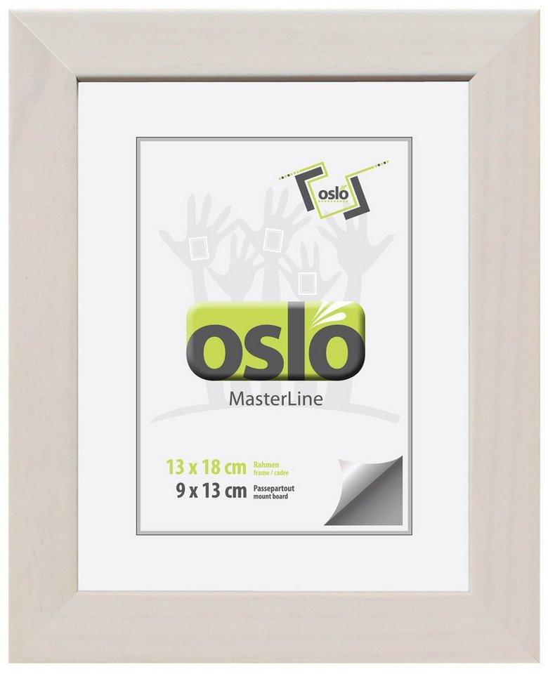 Oslo MasterLine Bilderrahmen Bilderrahmen Holz massiv FSC-zertifiziert Echtglas Hoch und Querformat, 13x18 weiß gekalkt von Oslo MasterLine