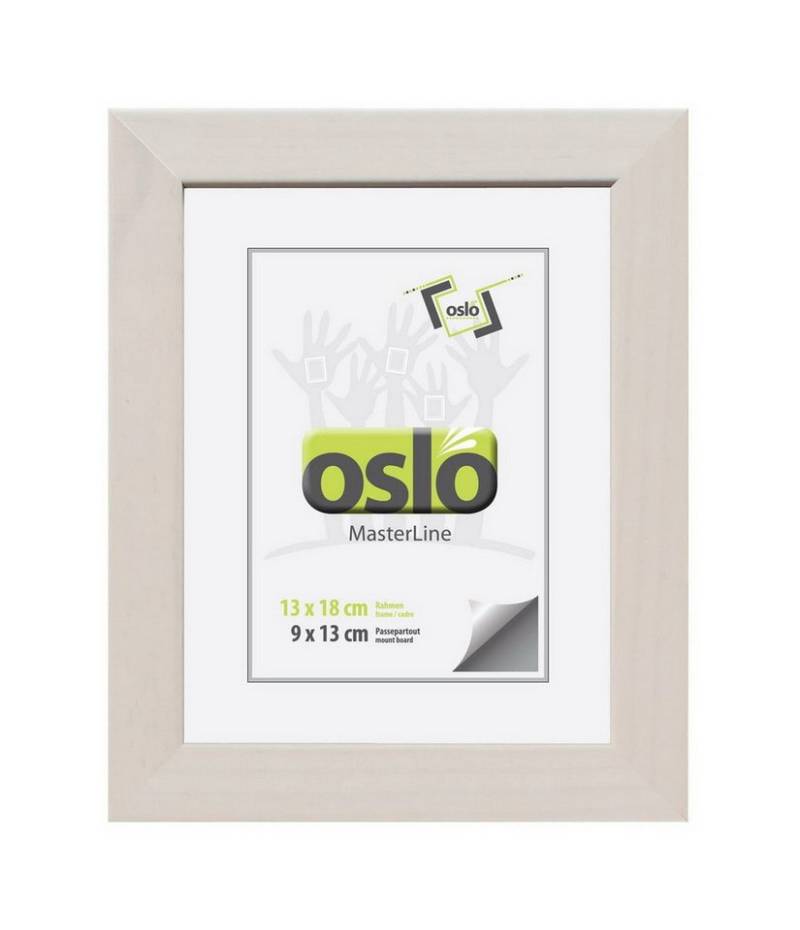 Oslo MasterLine Bilderrahmen Holz massiv FSC-zertifiziert Echtglas Hoch- Querformat Puzzlerahmen, 13x18 weiß gekalkt von Oslo MasterLine