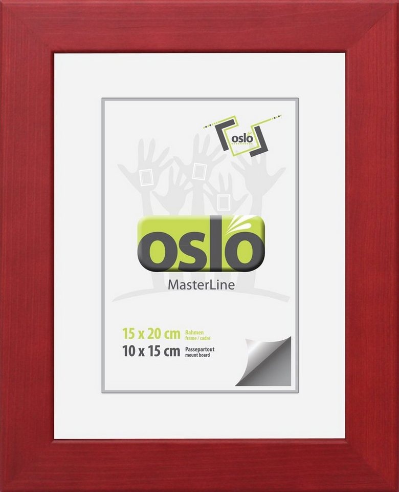 Oslo MasterLine Bilderrahmen Bilderrahmen Holz massiv FSC-zertifiziert Echtglas Hoch und Querformat, 15x20 rot von Oslo MasterLine