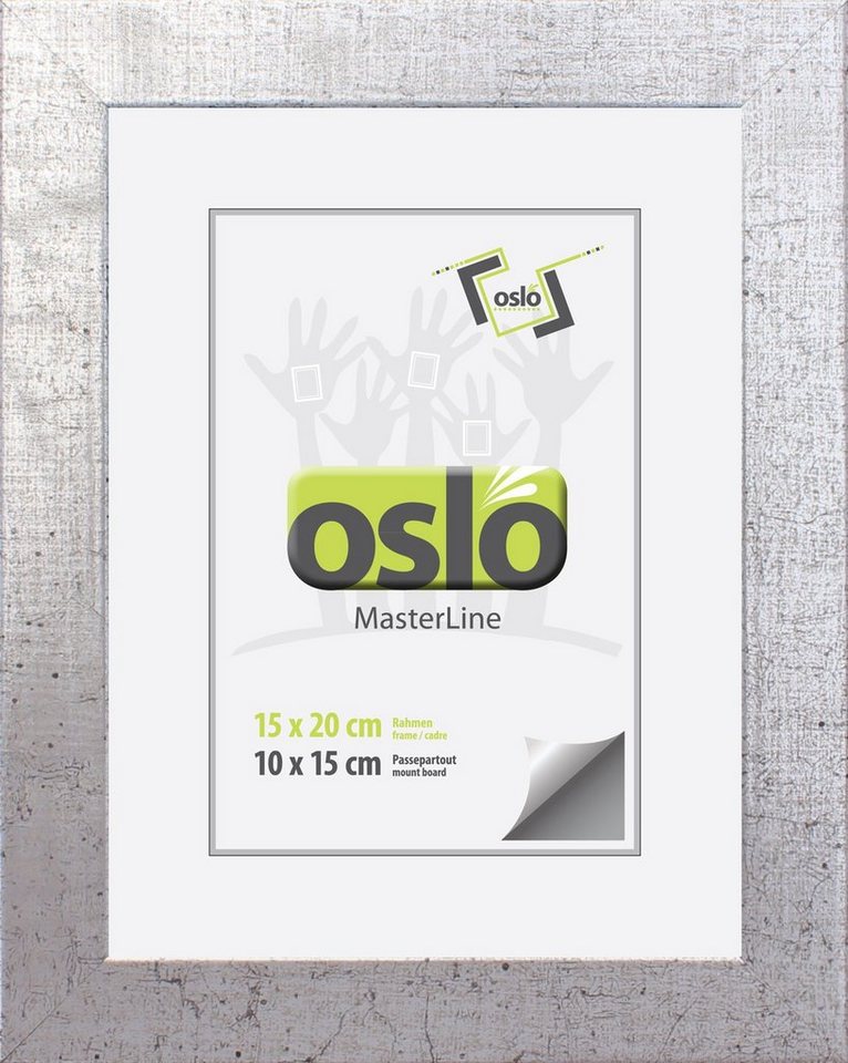 Oslo MasterLine Bilderrahmen Bilderrahmen Holz massiv FSC-zertifiziert Echtglas Hoch und Querformat, 15x20 silber von Oslo MasterLine