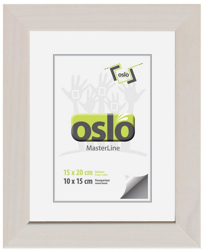 Oslo MasterLine Bilderrahmen Bilderrahmen Holz massiv FSC-zertifiziert Echtglas Hoch und Querformat, 15x20 weiß gekalkt von Oslo MasterLine