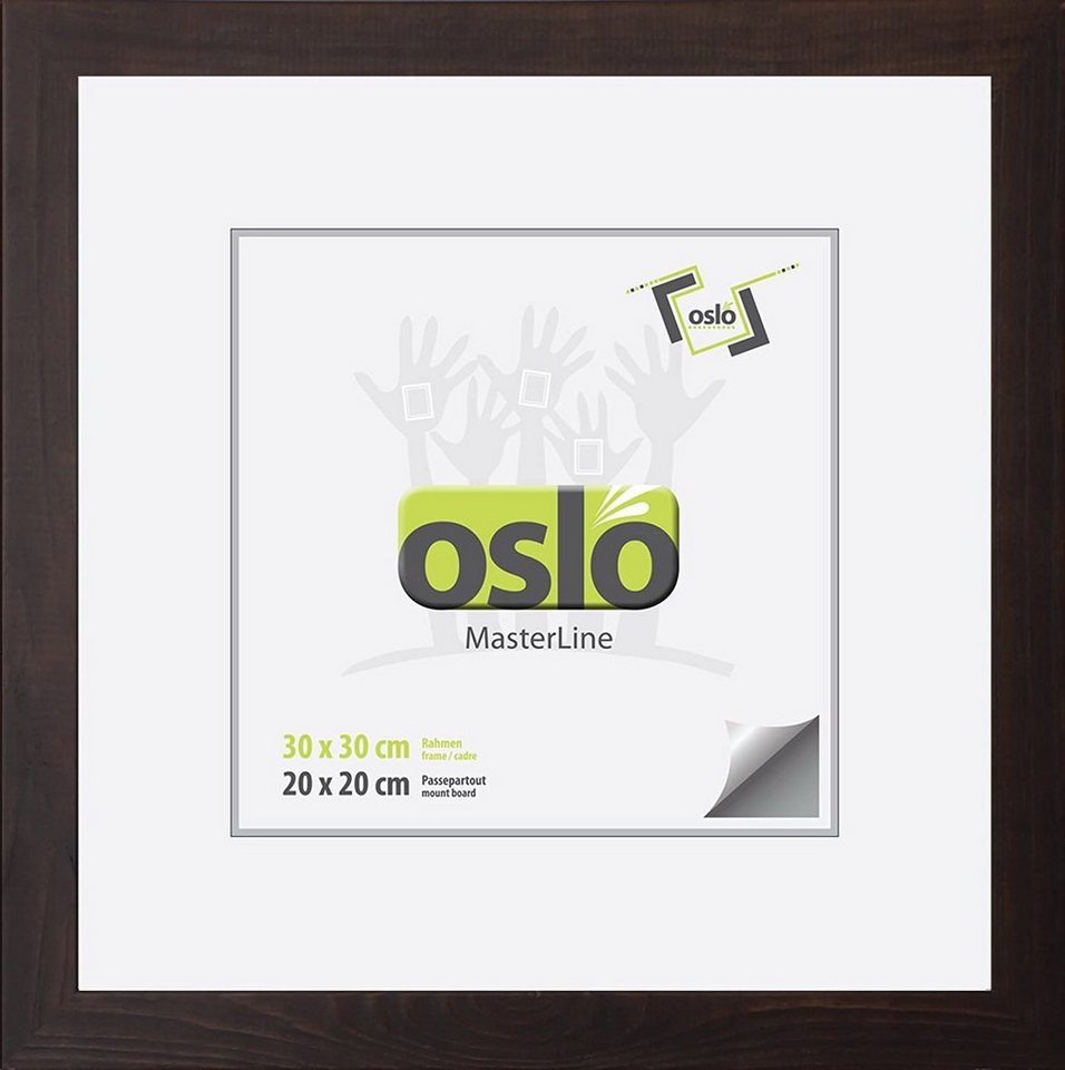 Oslo MasterLine Bilderrahmen Bilderrahmen Holz massiv FSC-zertifiziert Echtglas Hoch und Querformat, 30x30 dunkelbraun / schoko von Oslo MasterLine