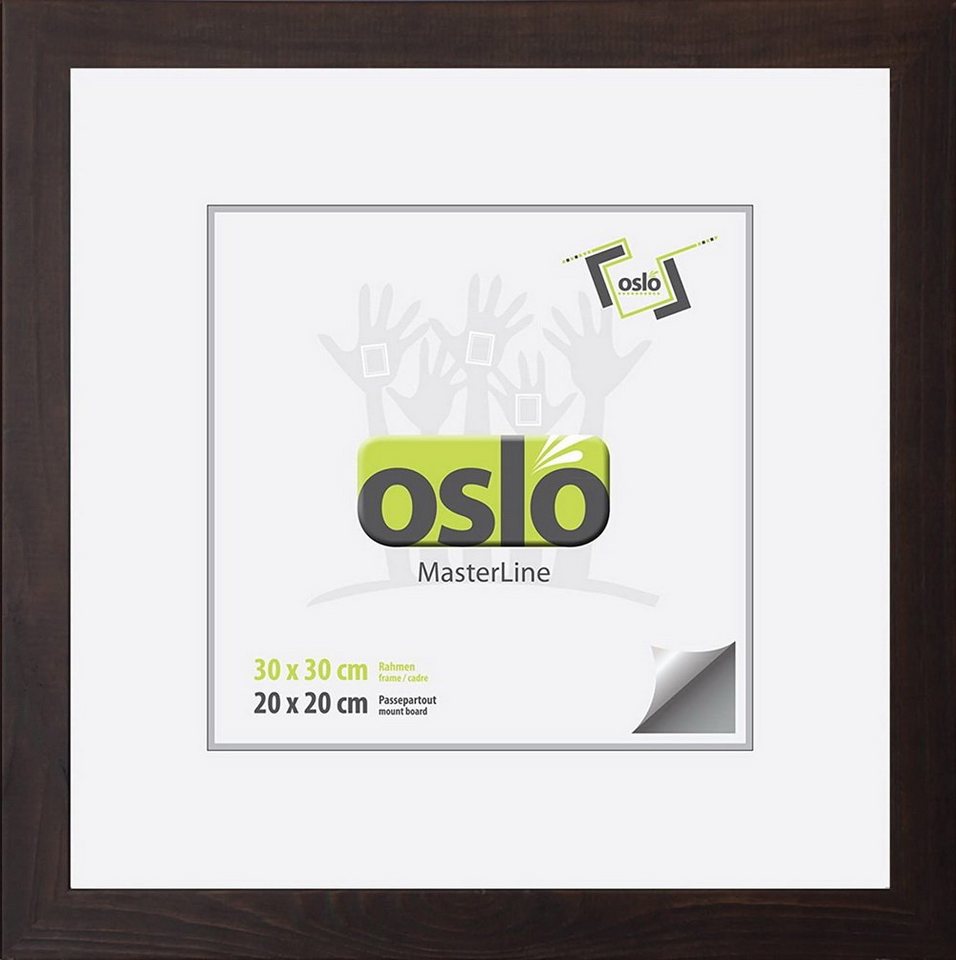 Oslo MasterLine Bilderrahmen Bilderrahmen Holz massiv FSC-zertifiziert Echtglas Hoch und Querformat, 30x30 dunkelbraun von Oslo MasterLine