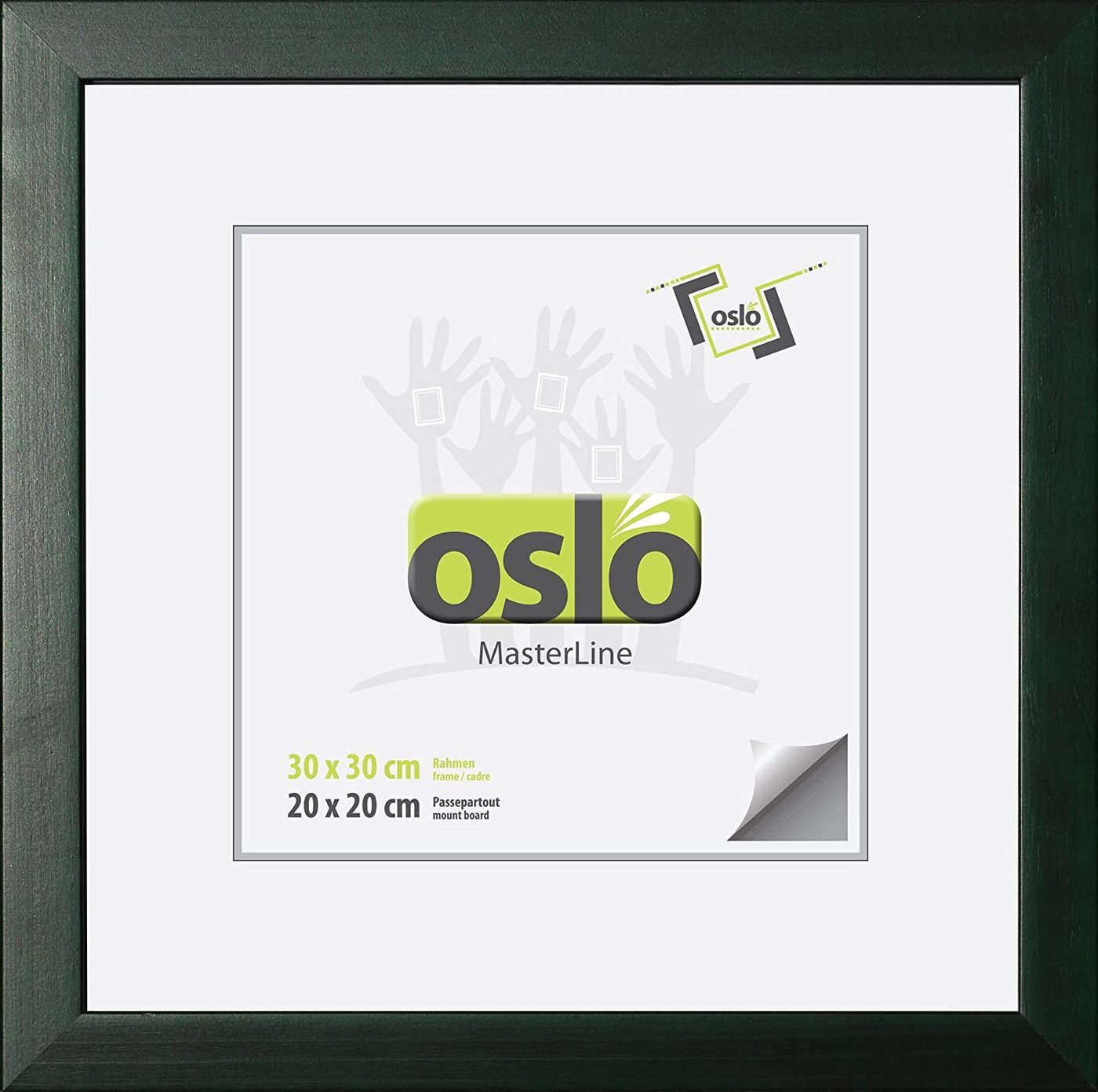 Oslo MasterLine Bilderrahmen Bilderrahmen Holz massiv FSC-zertifiziert Echtglas Hoch und Querformat, 30x30 dunkelgrün von Oslo MasterLine