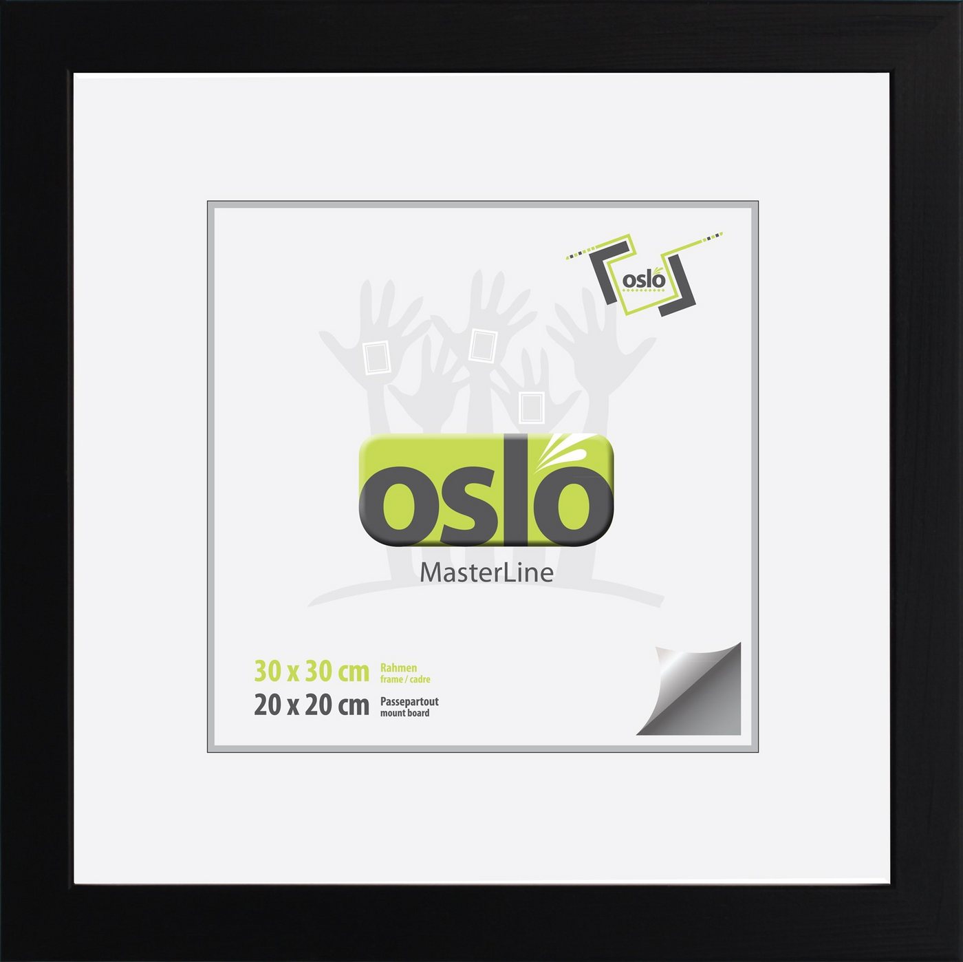 Oslo MasterLine Bilderrahmen Bilderrahmen Holz massiv FSC-zertifiziert Echtglas Hoch und Querformat, 30x30 schwarz von Oslo MasterLine