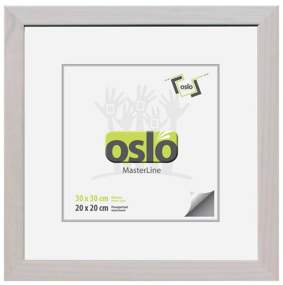 Oslo MasterLine Bilderrahmen Bilderrahmen Holz massiv FSC-zertifiziert Echtglas Hoch und Querformat, 30x30 weiß gekalkt von Oslo MasterLine