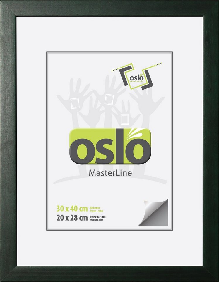 Oslo MasterLine Bilderrahmen Bilderrahmen Holz massiv FSC-zertifiziert Echtglas Hoch und Querformat, 30x40 dunkelgrün von Oslo MasterLine